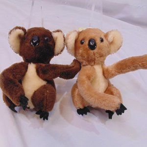 Dakin Brown Tan Hugging Koala couple Bear Plush 1986 Stuffed Animal Soft toy